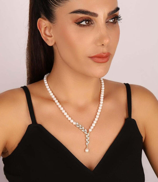 Yaprak Taşlı Doğal İnci Küpe Kolye Bileklik Yüzük Dörtlü Set | | Birinci1926