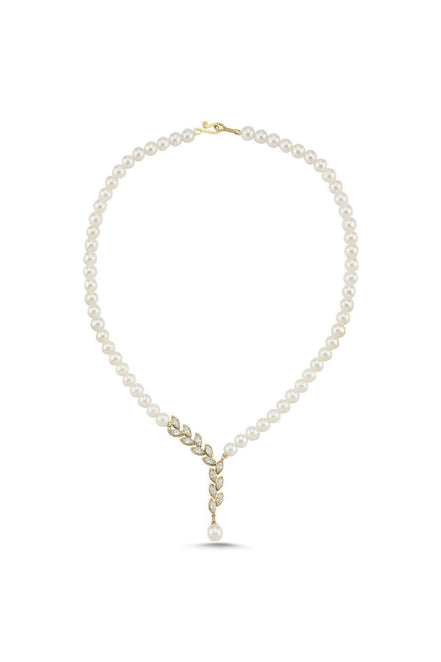 Yaprak Taşlı Doğal İnci Kolye | | Birinci1926