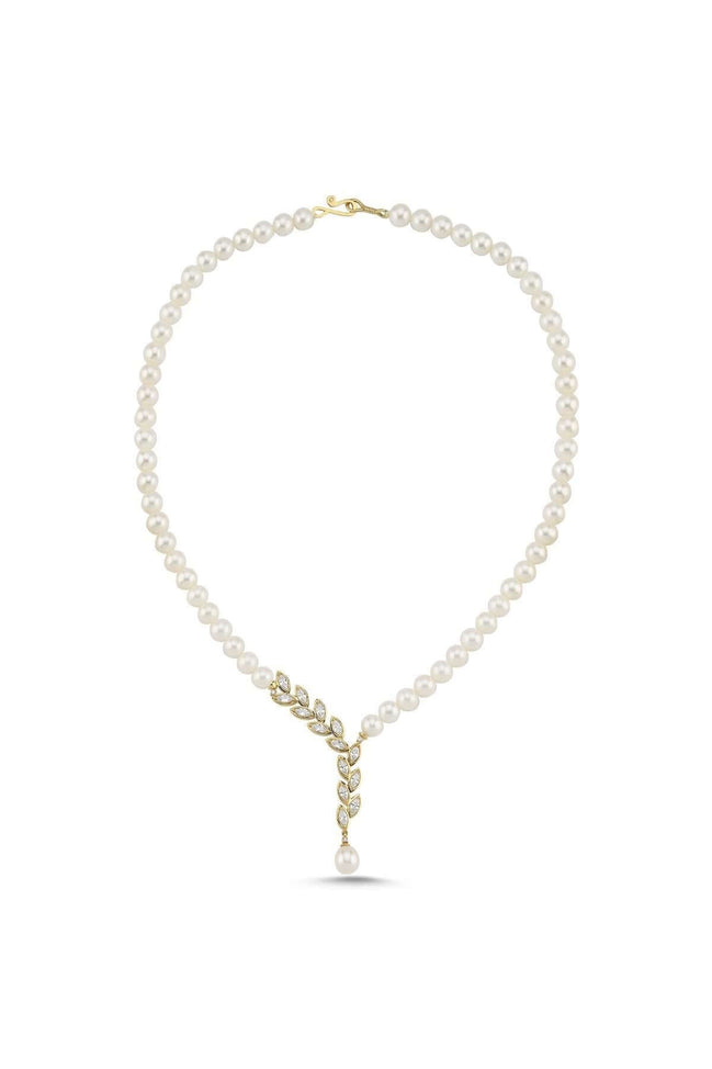 Yaprak Taşlı Doğal İnci Kolye | | Birinci1926