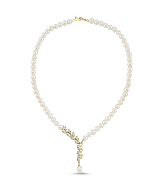 Yaprak Taşlı Doğal İnci Kolye | | Birinci1926