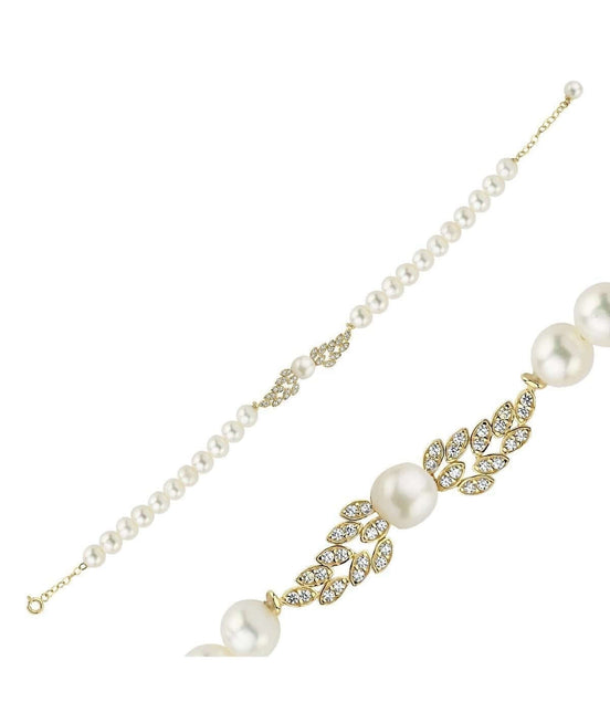 Yaprak Taşlı Doğal İnci Bileklik | | Birinci1926