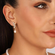 Leaf Stone Natural Pearl Earring Necklace Bracelet Ring Quadruple Set