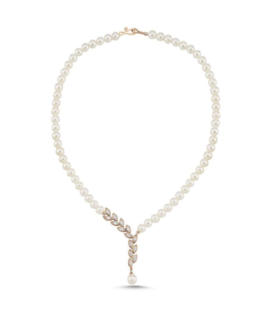 Yaprak Taşlı Doğal İnci Kolye | | Birinci1926