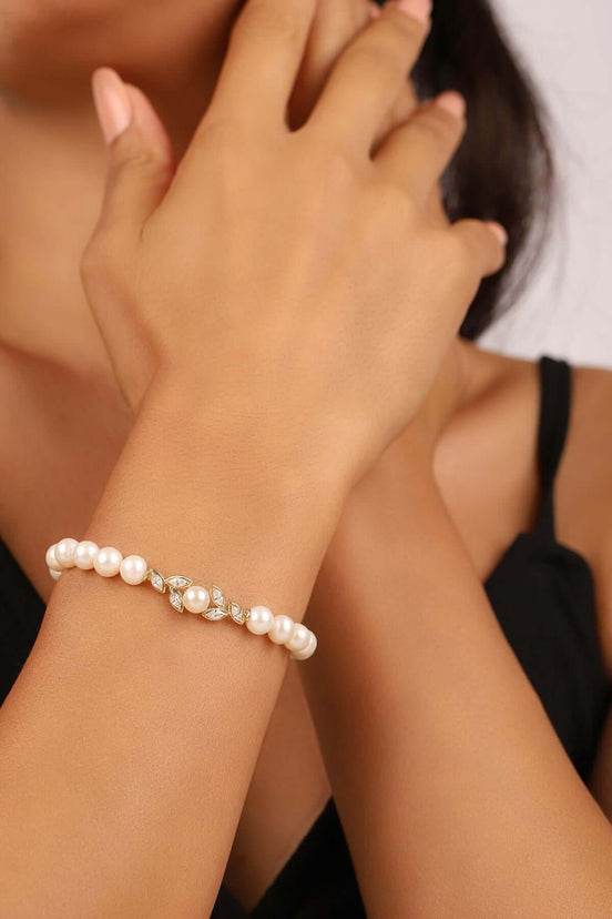 Yaprak Taşlı Doğal İnci Bileklik | | Birinci1926