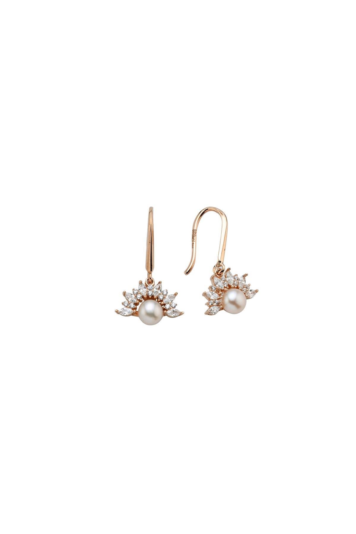 Half Flower Design Natural Pearl Earring