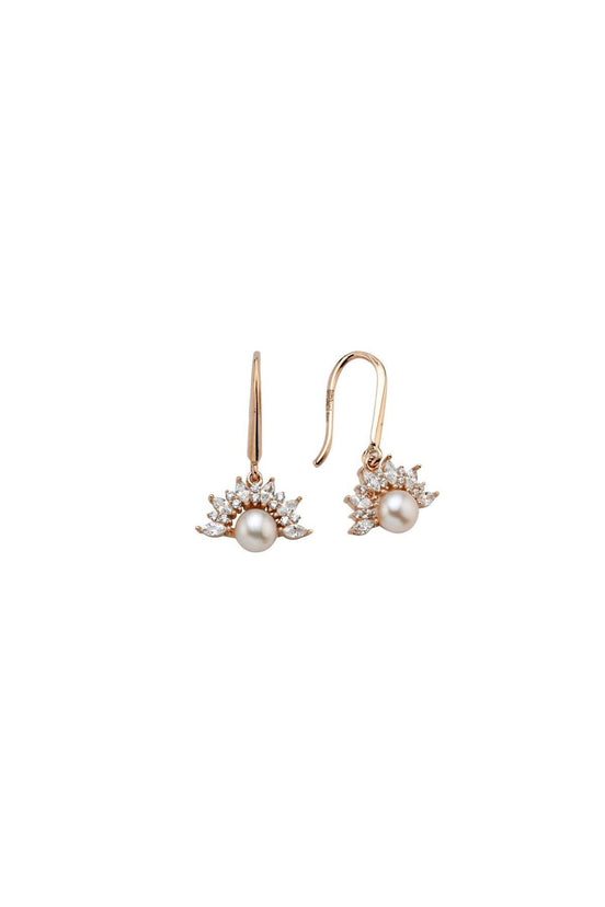 Half Flower Design Natural Pearl Earring