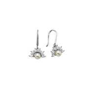 Half Flower Design Natural Pearl Earring