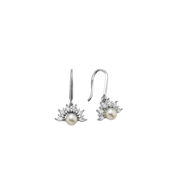 Half Flower Design Natural Pearl Earring