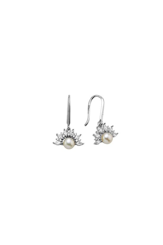 Half Flower Design Natural Pearl Earring