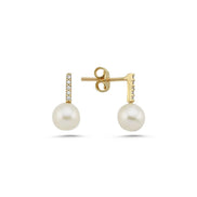 Zircon Stone Natural Pearl Earring