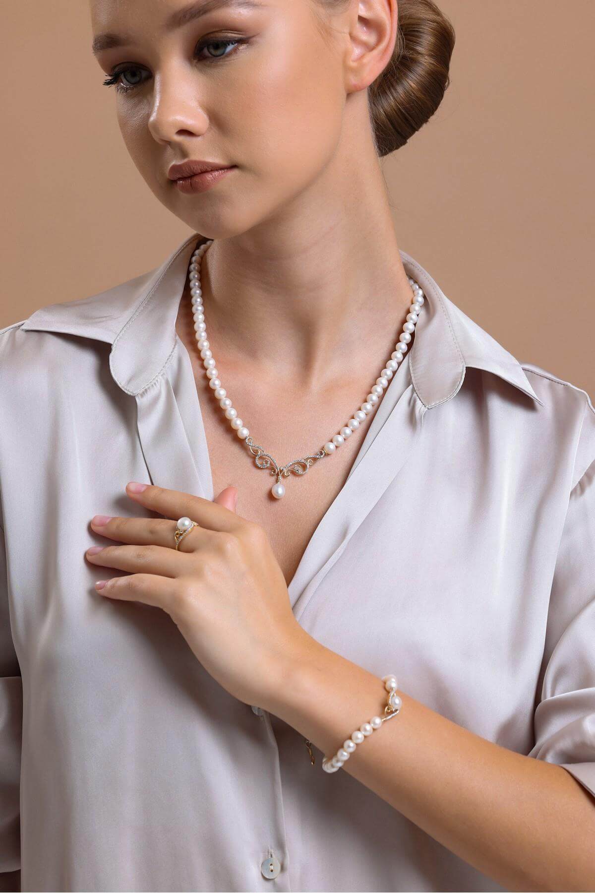 Zirkon Taşlı Doğal İnci Kolye | | Birinci1926