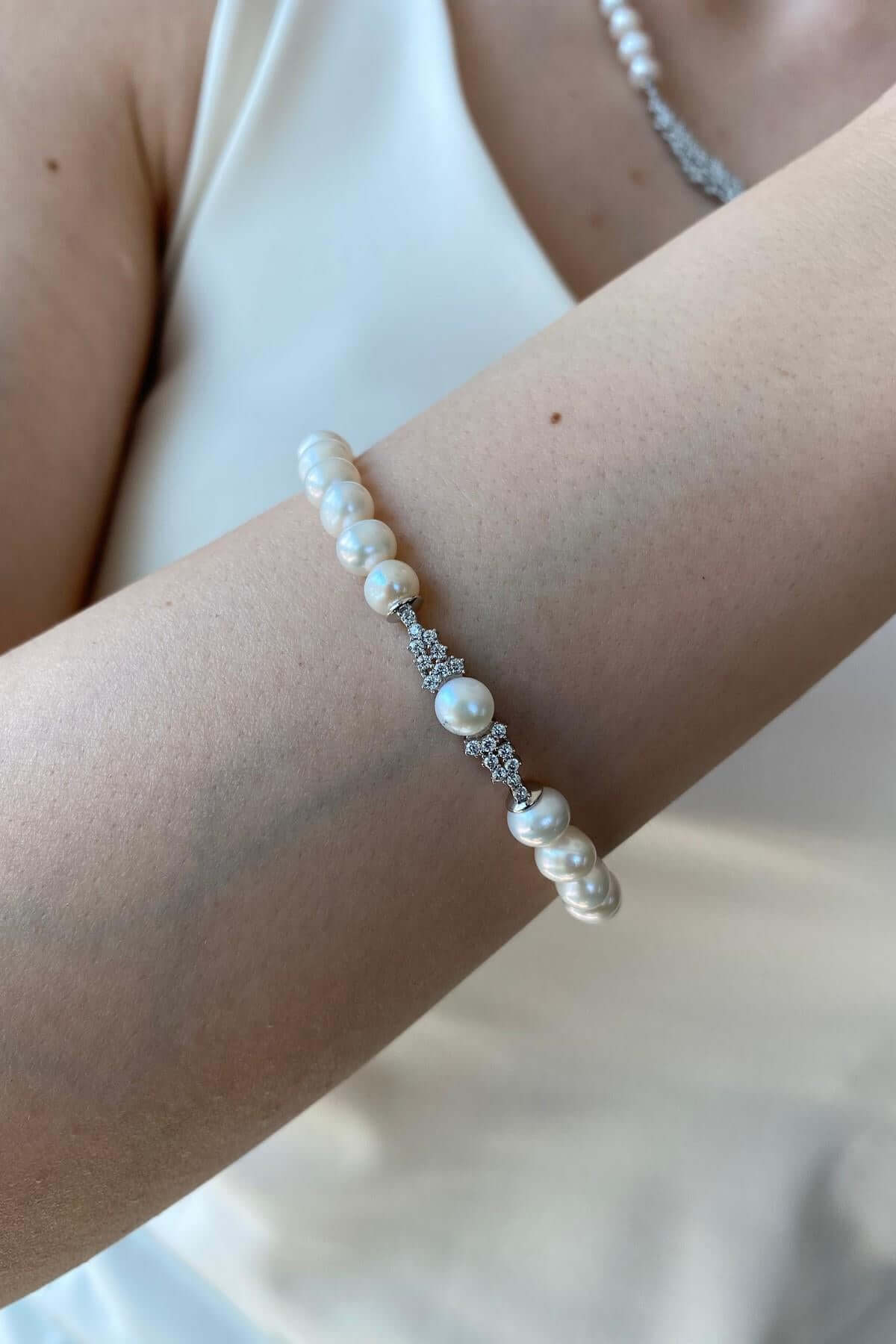 Zirkon Taşlı Doğal İnci Bileklik | | Birinci1926