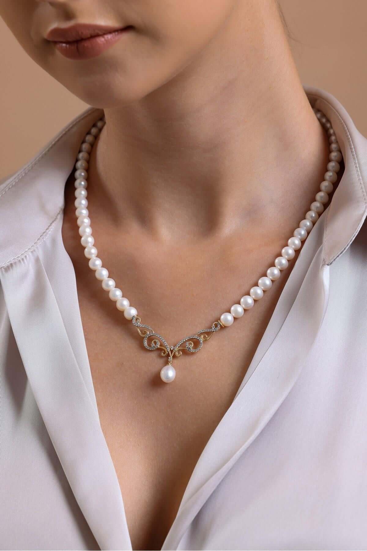 Zirkon Taşlı Doğal İnci Kolye | | Birinci1926