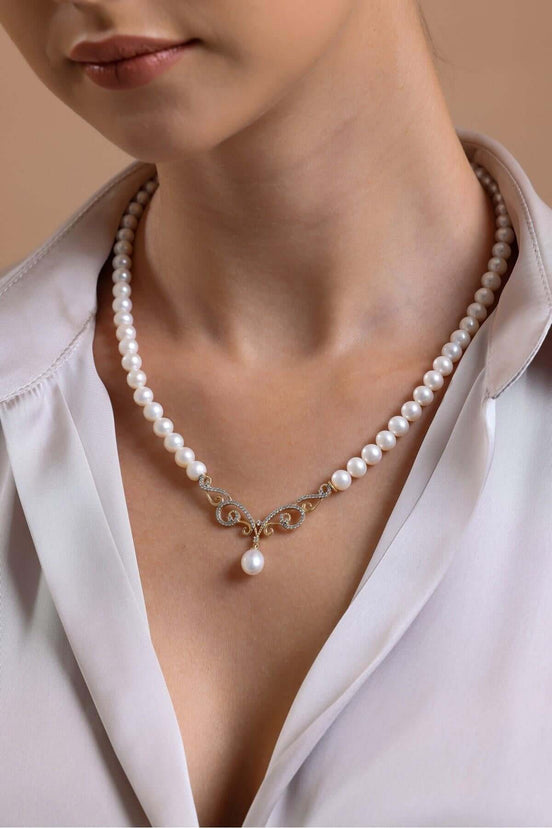 Zirkon Taşlı Doğal İnci Kolye | | Birinci1926