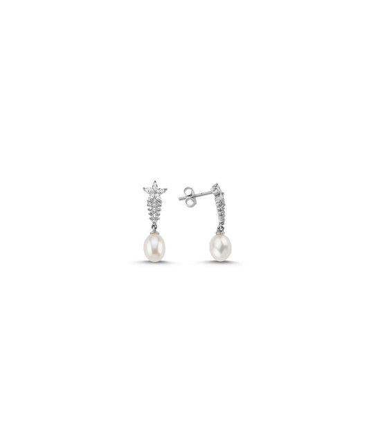 Zircon Stone Natural Pearl Earring