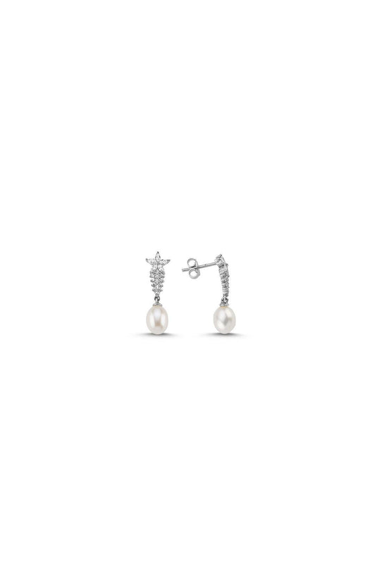 Zircon Stone Natural Pearl Earring