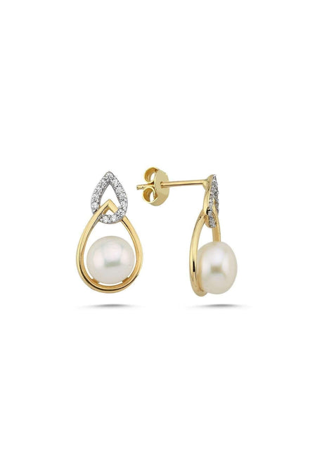 Zirkon Taşlı Doğal İnci Küpe | | Birinci1926