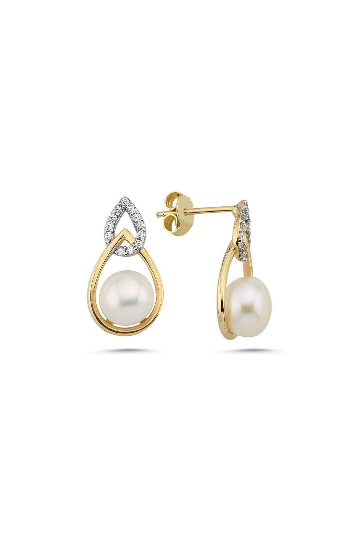 Zirkon Taşlı Doğal İnci Küpe | | Birinci1926