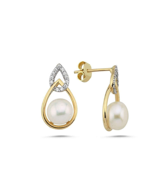 Zirkon Taşlı Doğal İnci Küpe | | Birinci1926