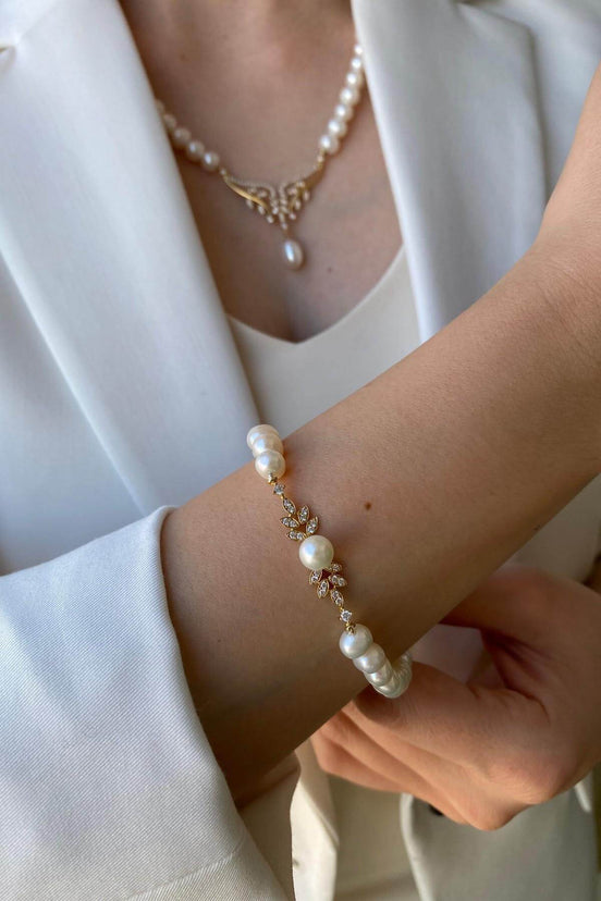 Zircon Stone Natural Pearl Bracelet