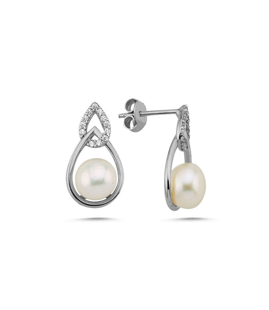 Zircon Stone Natural Pearl Earring