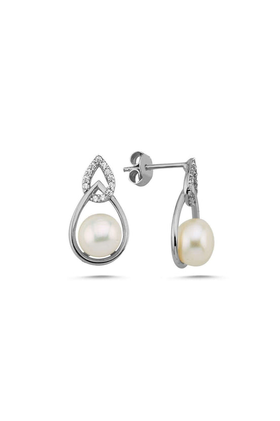 Zircon Stone Natural Pearl Earring
