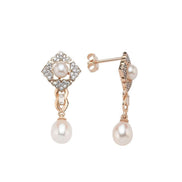 Baguette Stone Natural Pearl Earring