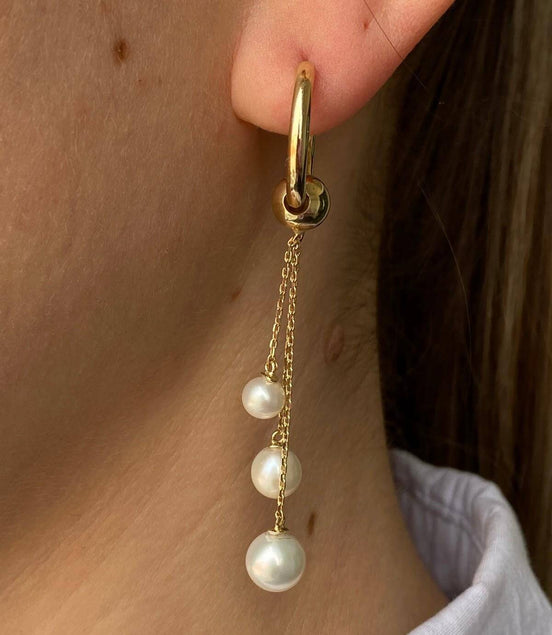 Büyük Halka Doğal İnci Sallantılı Küpe | | Birinci1926