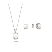 Natural Pearl Earring Necklace Double Set