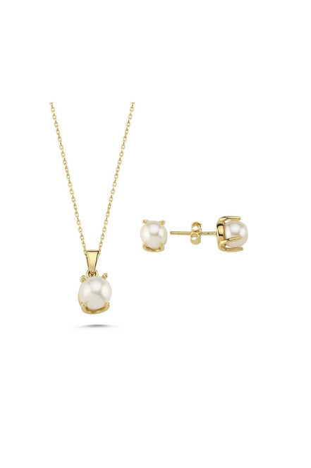 Natural Pearl Earring Necklace Double Set