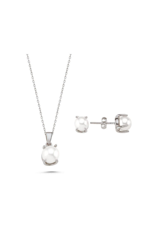 Natural Pearl Earring Necklace Double Set