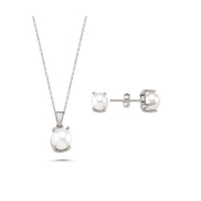 Natural Pearl Earring Necklace Double Set