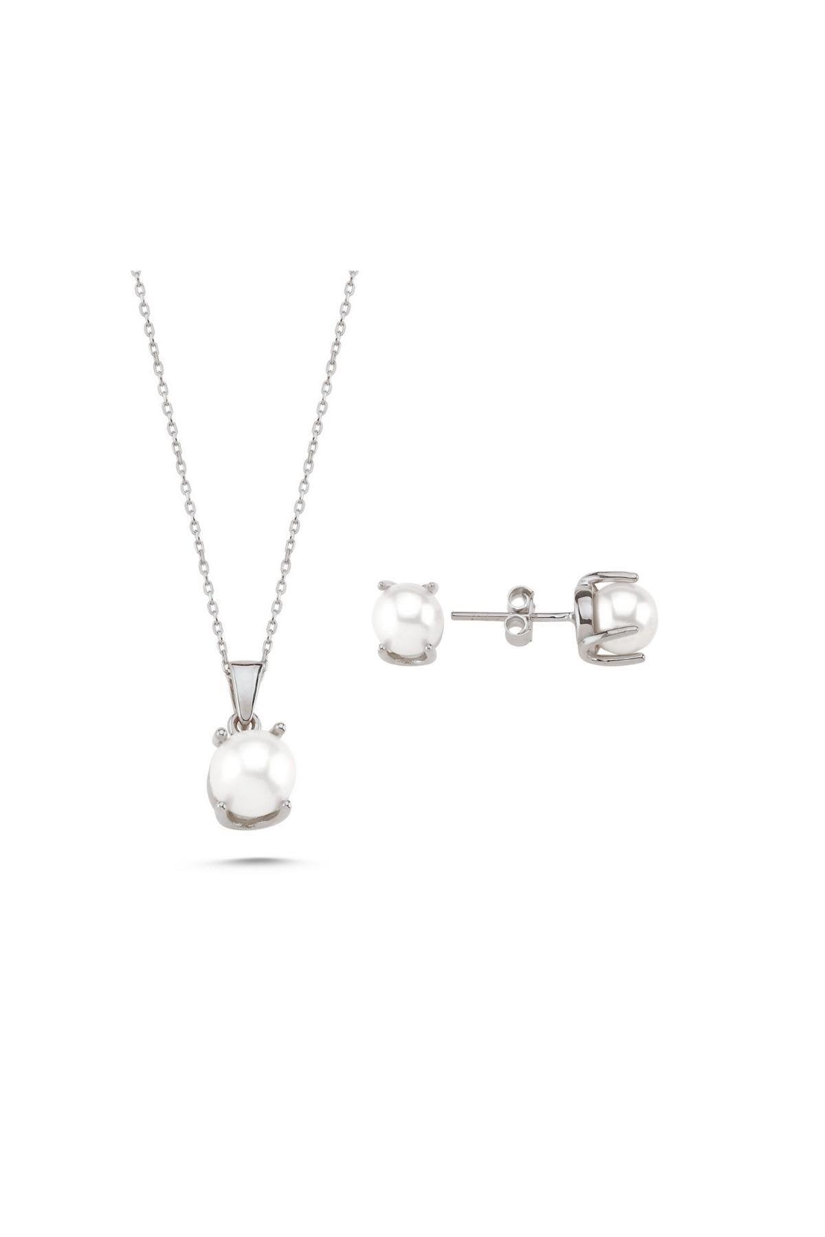 Natural Pearl Earring Necklace Double Set