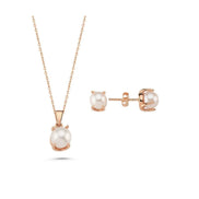 Natural Pearl Earring Necklace Double Set