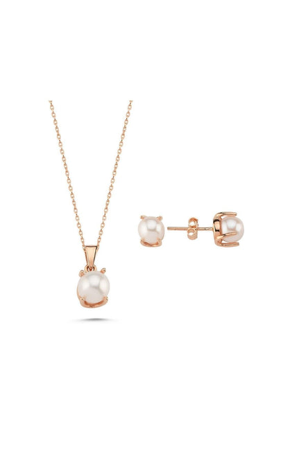 Natural Pearl Earring Necklace Double Set