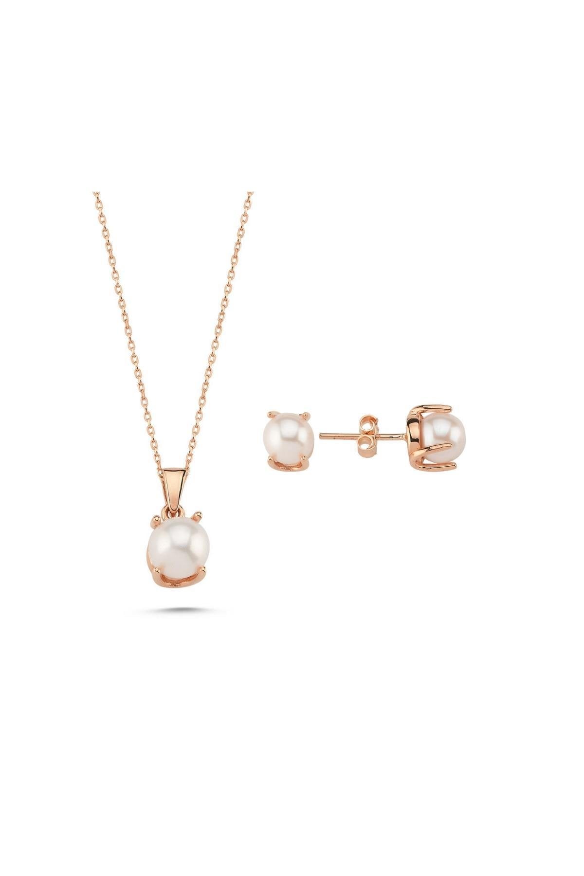 Natural Pearl Earring Necklace Double Set