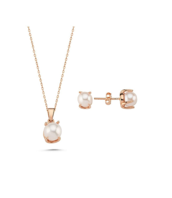 Natural Pearl Earring Necklace Double Set