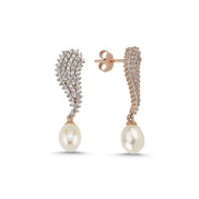 Natural Pearl Dangling Tennis Earring