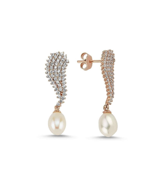 Natural Pearl Dangling Tennis Earring