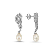 Natural Pearl Dangling Tennis Earring