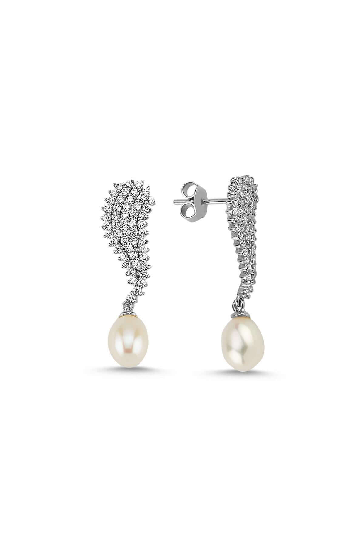 Natural Pearl Dangling Tennis Earring