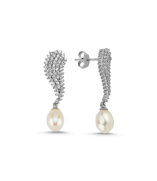 Natural Pearl Dangling Tennis Earring