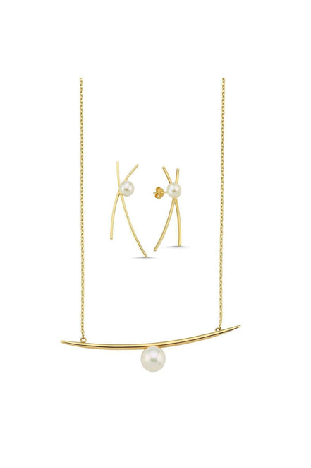 Doğal İncili Küpe Kolye İkili Set | | Birinci1926