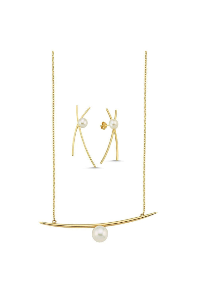 Doğal İncili Küpe Kolye İkili Set | | Birinci1926