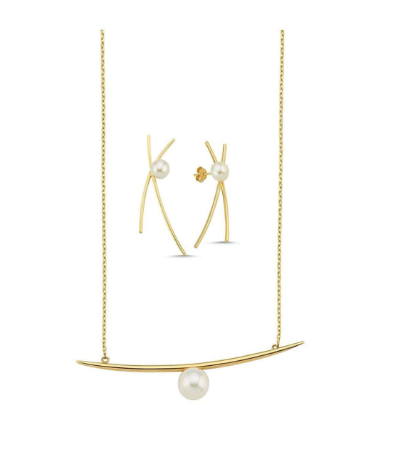 Doğal İncili Küpe Kolye İkili Set | | Birinci1926