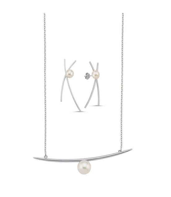 Doğal İncili Küpe Kolye İkili Set | | Birinci1926