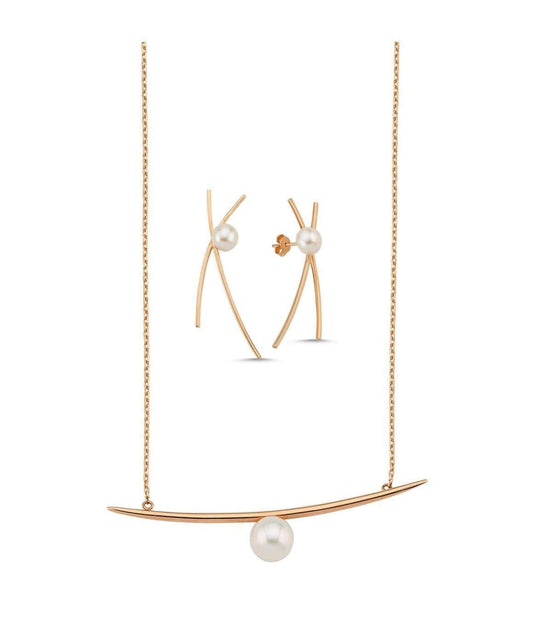 Doğal İncili Küpe Kolye İkili Set | | Birinci1926