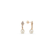 Square Stone Natural Pearl Dangling Earring