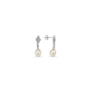 Square Stone Natural Pearl Dangling Earring