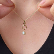 Hoop Natural Pearl Earring Necklace Double Set